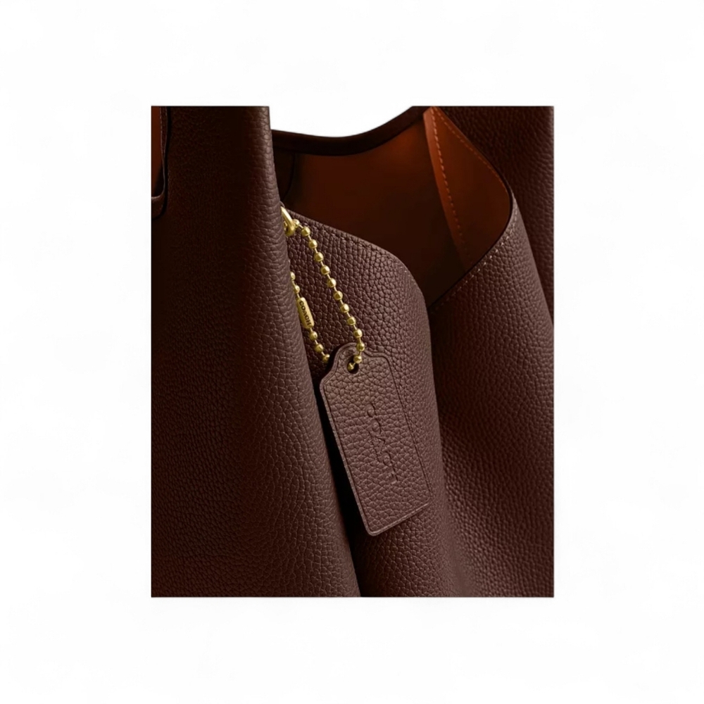 Coach Lana Large Brown Leather Hobo Bag with Gold Accent - Picture 7 of 15